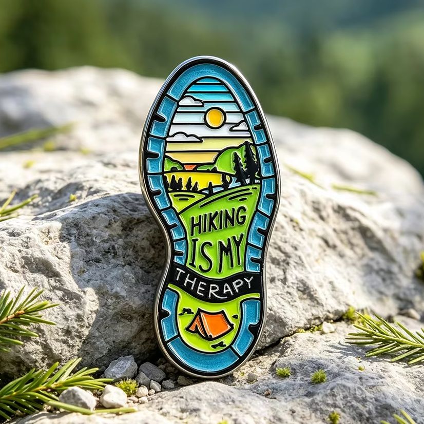 Outdoor Adventure Therapy - Wandern ist meine Therapie Emaille-Pin Lustige