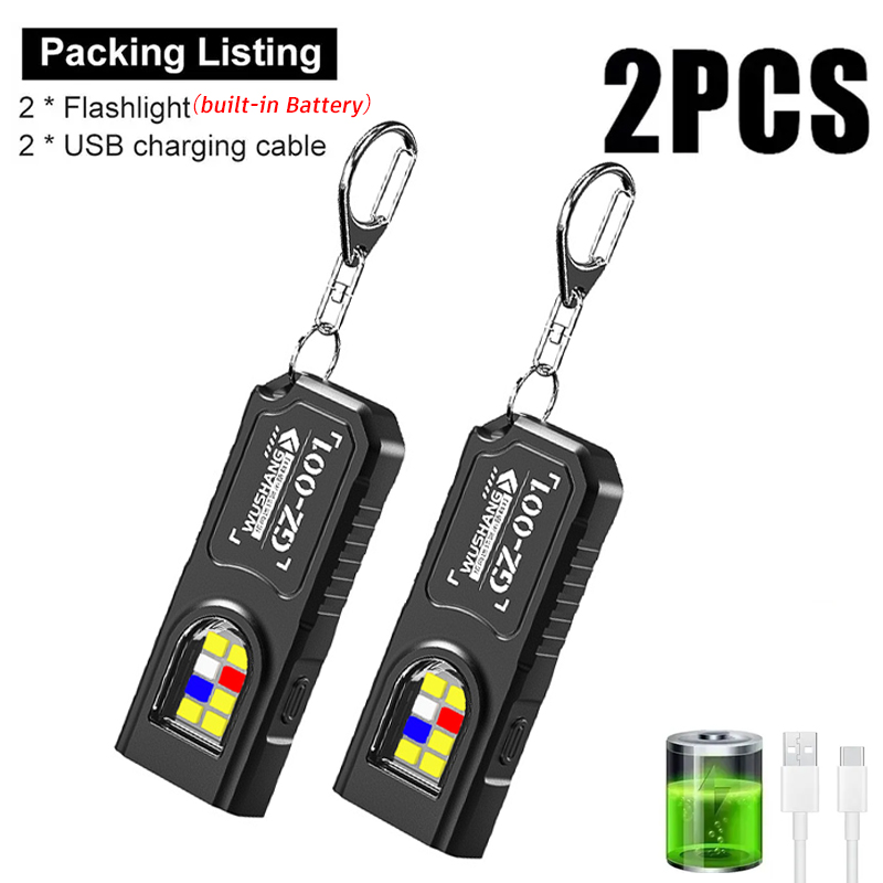 Outdoor Adventurer - Multifunktionale Schlüsselanhänger-Taschenlampe USB-Aufladbare Mini-Taschenlampe Mit COB-Arbeitslicht