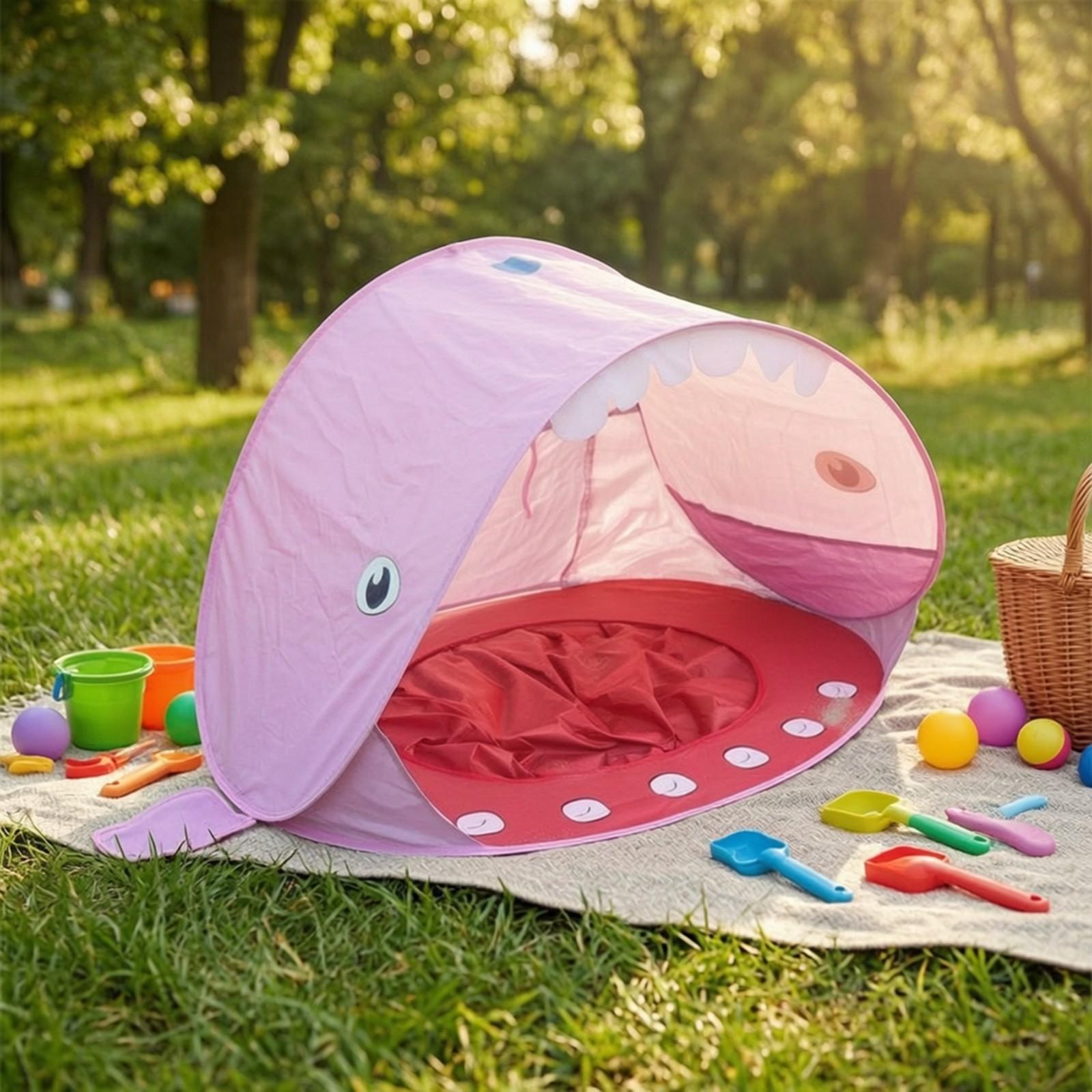 Outdoor Adventure For Kids - Kinder-Strand-Pop-Up-Zelt mit Rückenflossendach und Zahnrand-Druck, Sonnenschutz
