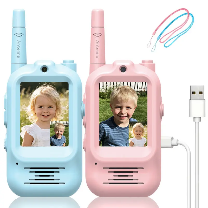 Outdoor Adventure Video - 2 Stück Kinder-Video-Walkie-Talkie, wiederaufladbar, für drinnen