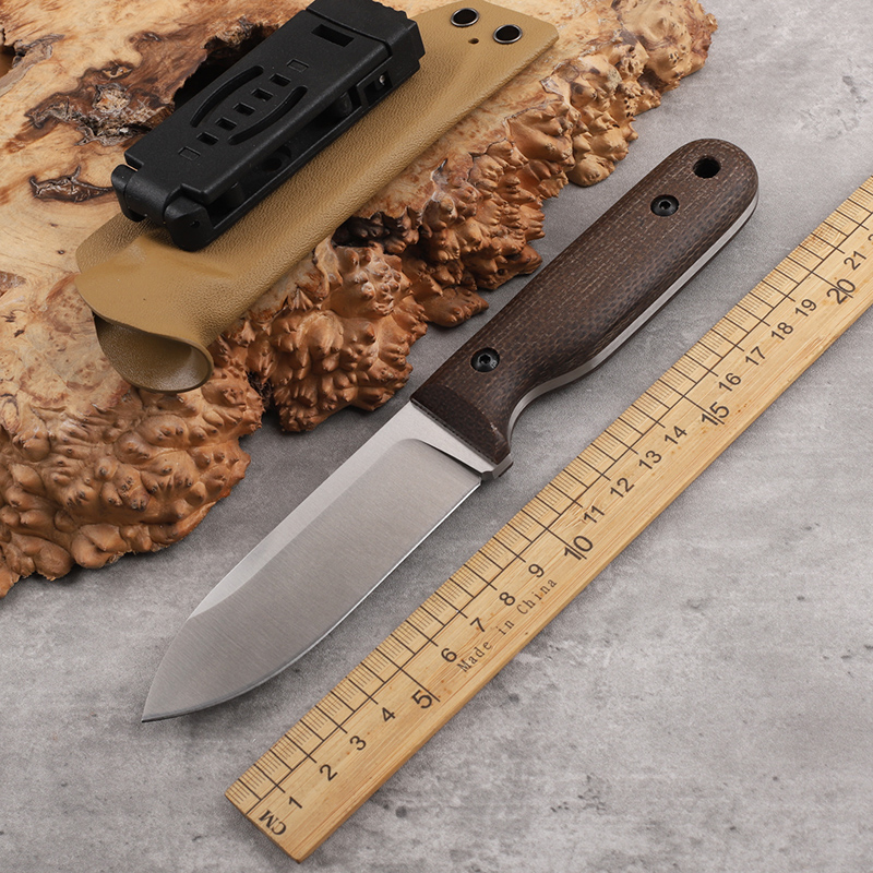 Survival Knife Full Tang - DC53 integriertes festes Messer mit Stahlleinengriff,